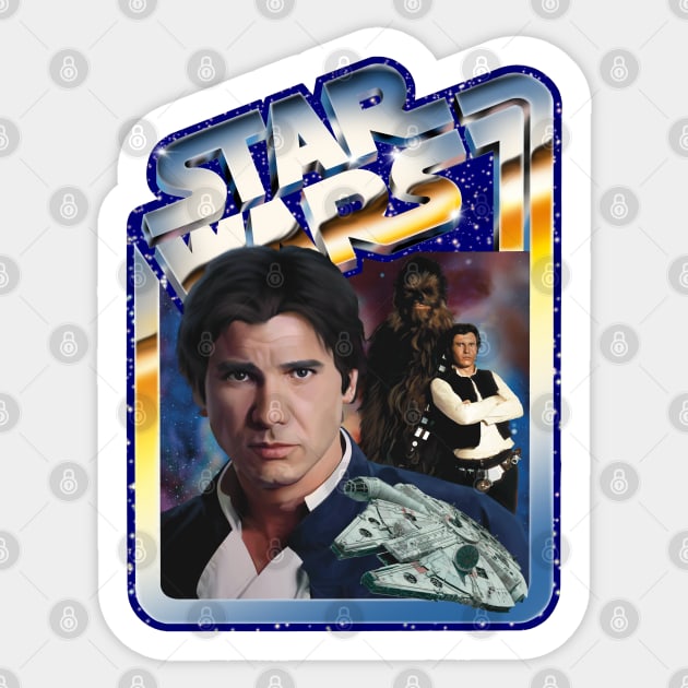 The Scoundrel (blue starfield, chrome border) Sticker by Art And Soul